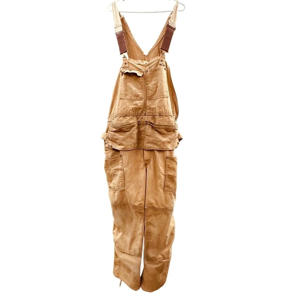 Vintage Carhartt Bib Overalls Mens 48x28 Duck Canvas Double Knee Apron Front R03